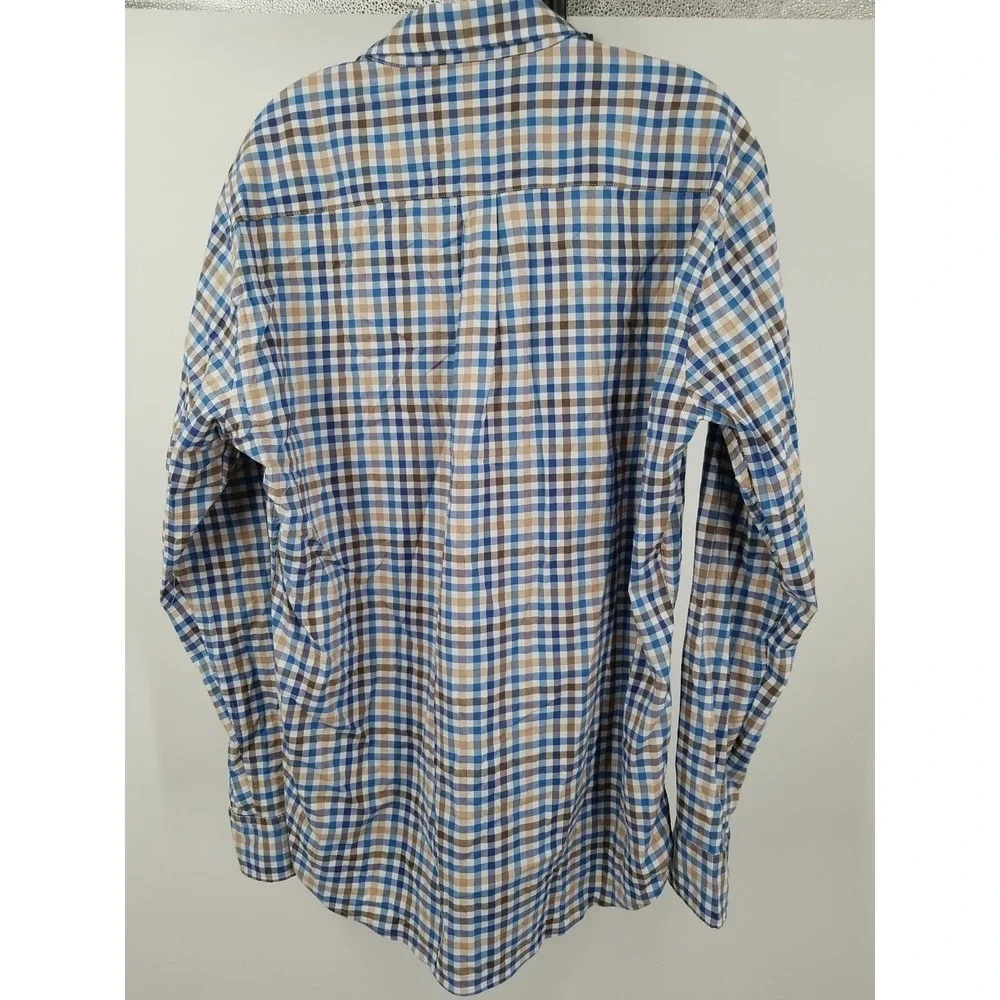 Peter Millar Shirt Men's Large Long Sleeve Button Up‎ Checkered Cotton Casual